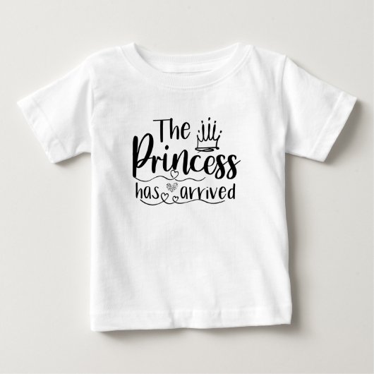 プリンセスがかわいい赤ちゃん女の子を連れてきた ベビーTシャツ (正面)