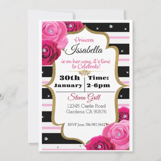 プリンセスがやってくる！ベビーシャワーの招待状 招待状 (正面)