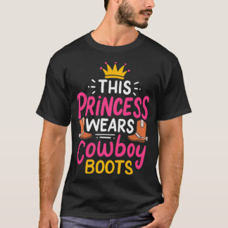 プリンセスがカウボーイブーツを履く西部ロデオカウガール Tシャツ