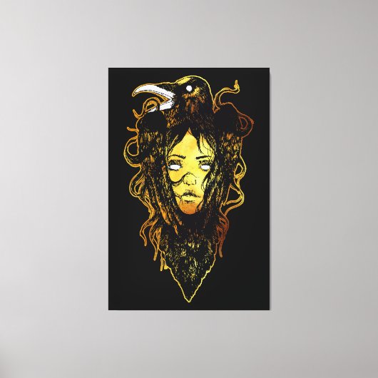 プリンセスがカラスに抱き寄せる キャンバスプリント (正面)