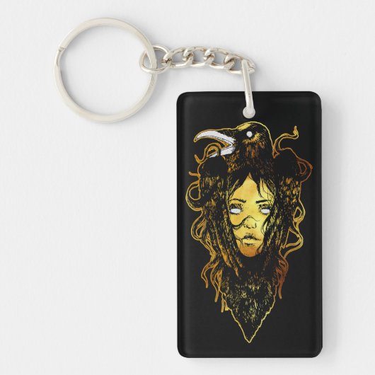 プリンセスがカラスに抱き寄せる キーホルダー (正面)