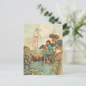 プリンセスが川のおとぎ話で髪を洗うヴィンテージ ポストカード (スタンド正面)