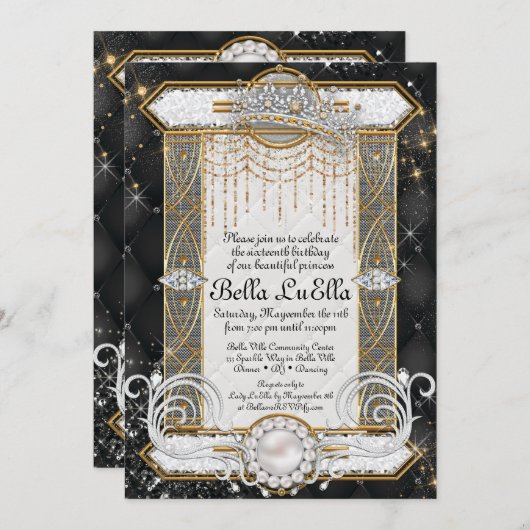 プリンセスきらきら光るダイヤモンドパーティの招待状 招待状 (正面/裏面)