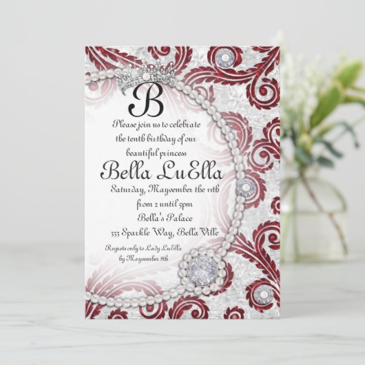 プリンセスきらきら光るダイヤモンド真珠パーティの招待状 招待状 (スタンド正面)