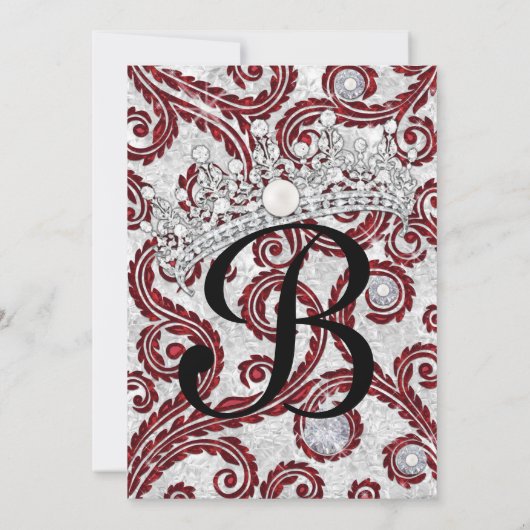 プリンセスきらきら光るダイヤモンド真珠パーティの招待状 招待状 (裏面)