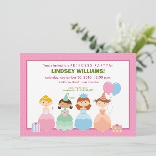 プリンセスすべて続けてプリンセスのパーティの招待状 招待状 (スタンド正面)