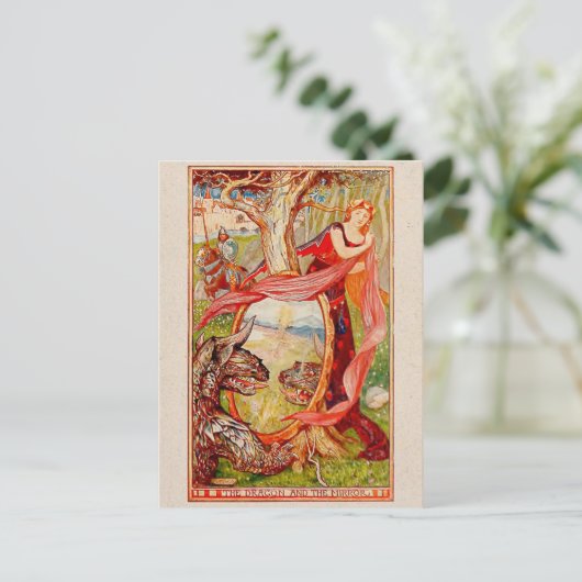 プリンセスとドラゴン図解入りの、写真付きの ポストカード (スタンド正面)