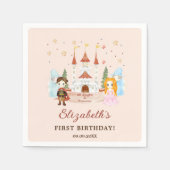 プリンセスとナイツガールバースデーパーティー スタンダードカクテルナプキン (正面)