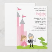 プリンセスとナイトの誕生日招待状 招待状 (正面/裏面)