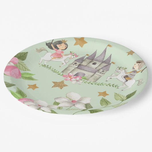 プリンセスとナイトパーティー、プリンセス、子供の誕生日 ペーパープレート (アングル)