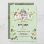 プリンセスとナイトパーティー、プリンセス、子供の誕生日 招待状 (正面/裏面)