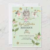 プリンセスとナイトパーティー、プリンセス、子供の誕生日 招待状 (正面)