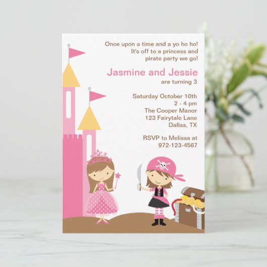 プリンセスとピンクの海賊招待状 招待状 (スタンド正面)