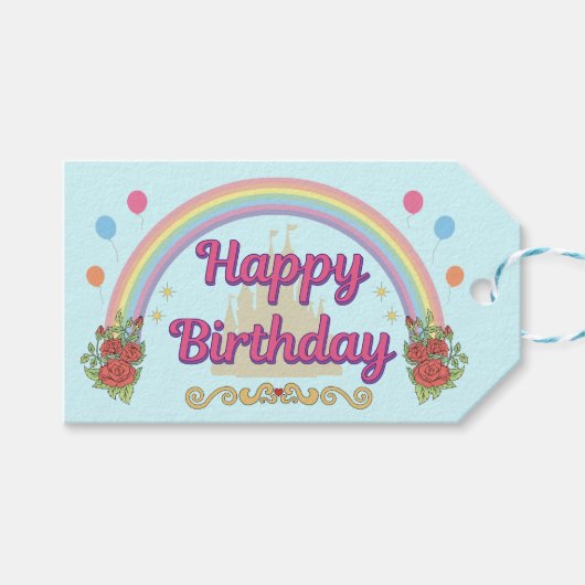 プリンセスとプリンス童話かわいい王室の誕生日 ギフトタグ (正面(横))