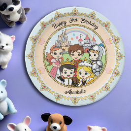 プリンセスとプリンス童話の城かわいい漫画 ペーパープレート