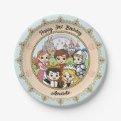 プリンセスとプリンス童話の城かわいい漫画 ペーパープレート (正面)