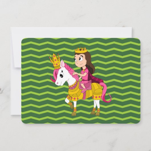 プリンセスとポニー漫画の誕生日招待状 招待状 (裏面)