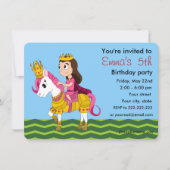 プリンセスとポニー漫画の誕生日招待状 招待状 (正面)