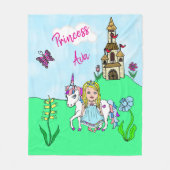 プリンセスとユニコーンおとぎ話のペルソナル フリースブランケット (正面)