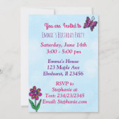 プリンセスとユニコーンの女の子の誕生日パーティー 招待状 (裏面)