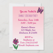 プリンセスとユニコーンの女の子の誕生日パーティー 招待状 (裏面)