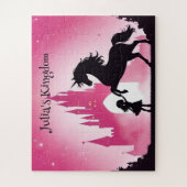 プリンセスとユニコーンパーソナライズされた ジグソーパズル (縦)