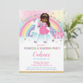 プリンセスとユニコーン誕生日アフリカ系アメリカ 招待状 (スタンド正面)