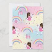 プリンセスとユニコーン誕生日アフリカ系アメリカ 招待状 (裏面)