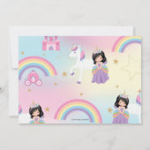 プリンセスとユニコーン誕生日パーティレインボーフォト 招待状 (裏面)