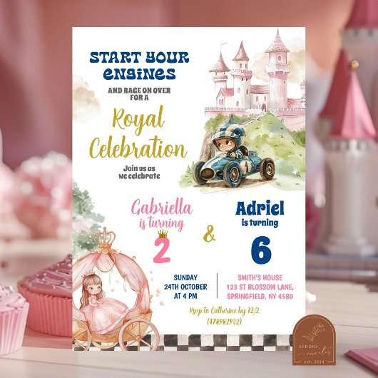 プリンセスとレーシングカーブラザーズ&シスターズ合同誕生日 招待状