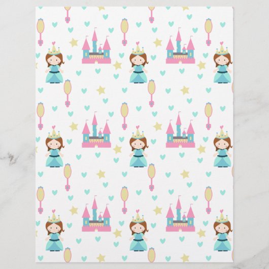 プリンセスと城と鏡スクラップブック紙 (正面)