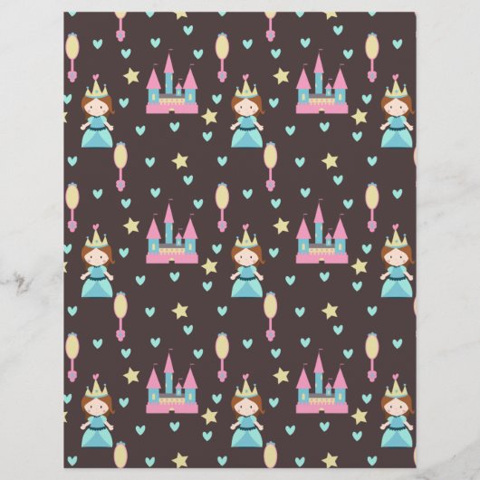 プリンセスと城と鏡スクラップブック紙 (裏面)