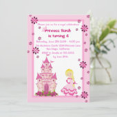 プリンセスと城の誕生日パーティーの招待 招待状 (スタンド正面)
