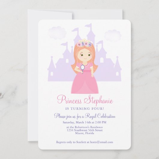 プリンセスと彼女の魔法の鏡 招待状 (正面)