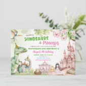 プリンセスと恐竜の少年少女合同誕生日 招待状 (スタンド正面)