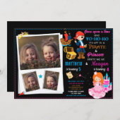 プリンセスと海賊の誕生日の招待状2テーマ 招待状 (正面/裏面)