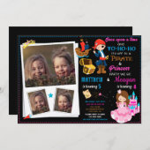 プリンセスと海賊の誕生日の招待状2テーマ 招待状 (正面/裏面)