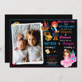 プリンセスと海賊の誕生日の招待状2テーマ 招待状 (正面/裏面)