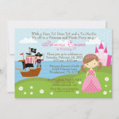 プリンセスと海賊の誕生日の招待 招待状 (正面)