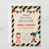 プリンセスと海賊の誕生日パーティーの招待 招待状 (正面)