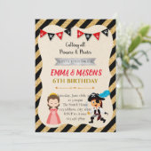 プリンセスと海賊の誕生日パーティー招待状 招待状 (スタンド正面)