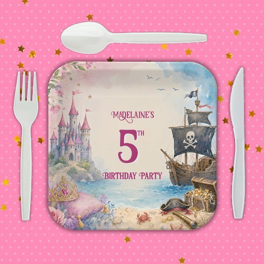 プリンセスと海賊の誕生日パーティー ペーパープレート