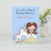 プリンセスと赤毛と可愛いユニコーン誕生日 招待状 (スタンド正面)