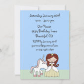 プリンセスと赤毛と可愛いユニコーン誕生日 招待状 (裏面)