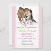 プリンセスと馬の誕生日パーティーの招待状 招待状 (正面)