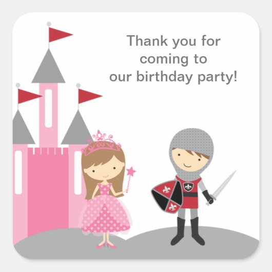 プリンセスと騎士のステッカー スクエアシール (正面)