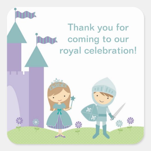 プリンセスと騎士のステッカー スクエアシール (正面)