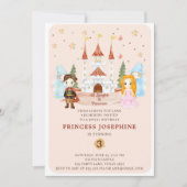 プリンセスと騎士の女の子の誕生日 招待状 (正面)