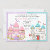 プリンセスと騎士の誕生日パーティーの招待 招待状 (正面)