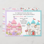 プリンセスと騎士の誕生日パーティーの招待 招待状 (正面/裏面)